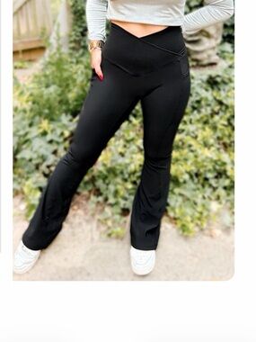 High-Waist Black Flare Leggings